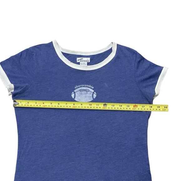 VINTAGE Abercrombie & Fitch Women’s Babydoll T-Shirt 80s Boy Sport Football Blue - Picture 5 of 6
